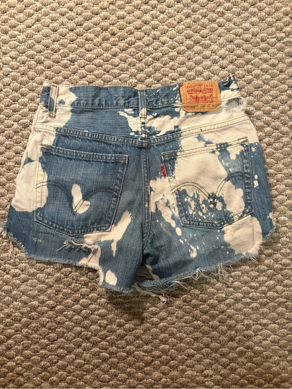 Custom Levi's 550 Bleached Denim Cutoff Shorts High Rise Distressed Size 29